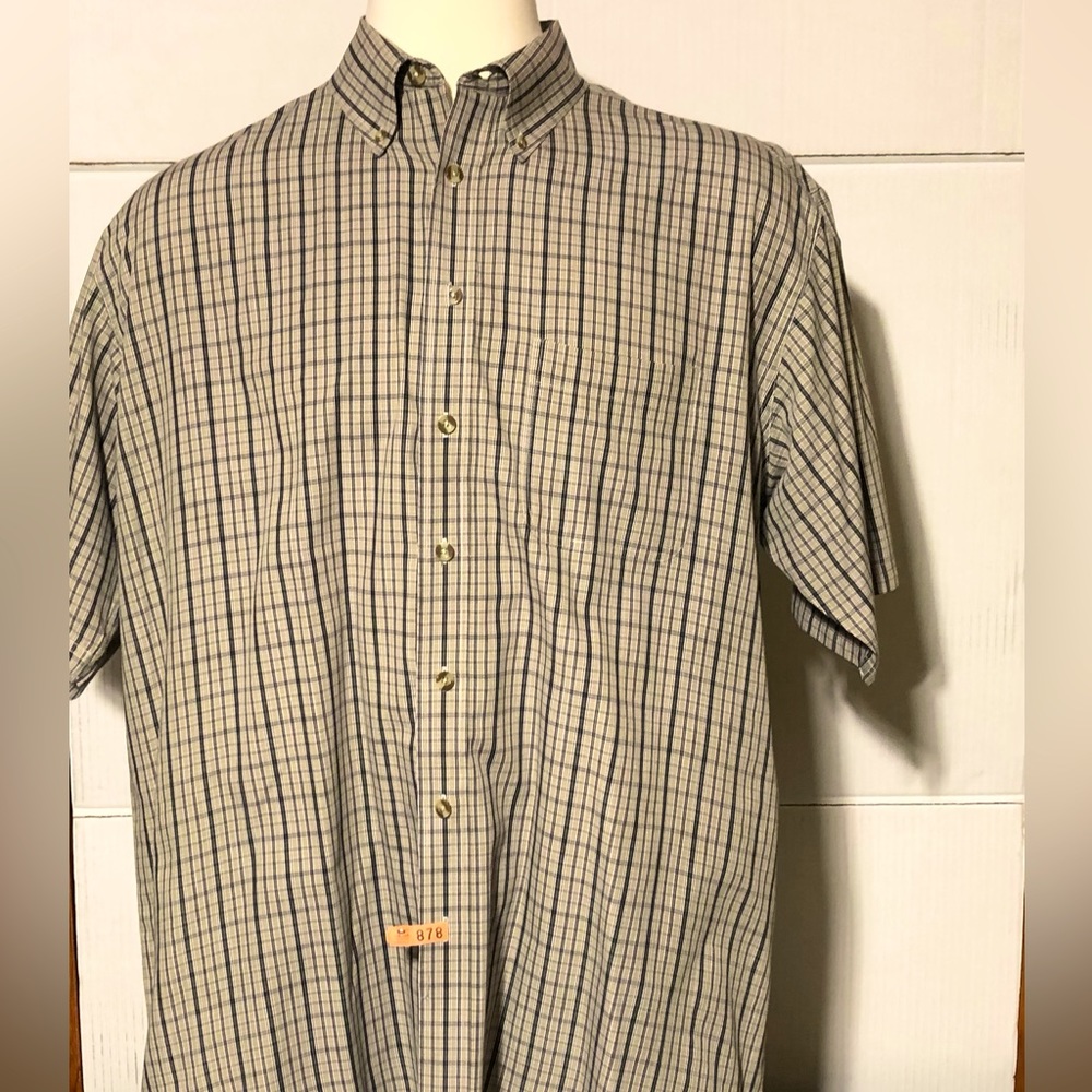 DAMON CHATAM CLOTH MEN’s 2XT BUTTON UP SHIRT LIKE NEW IN GRAY TONES. 34”L 27”p2p